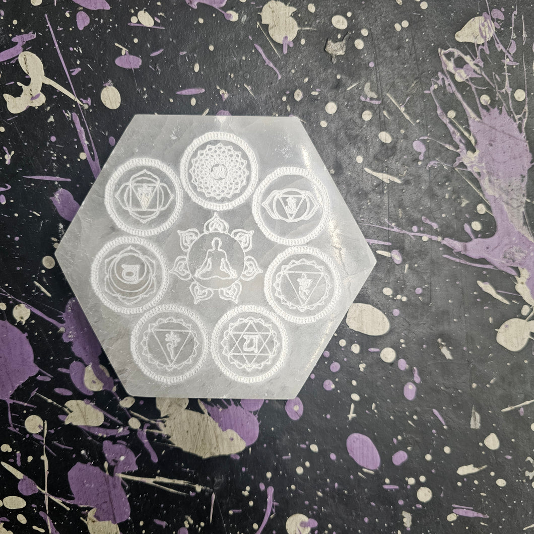 selenite chakra charging plate