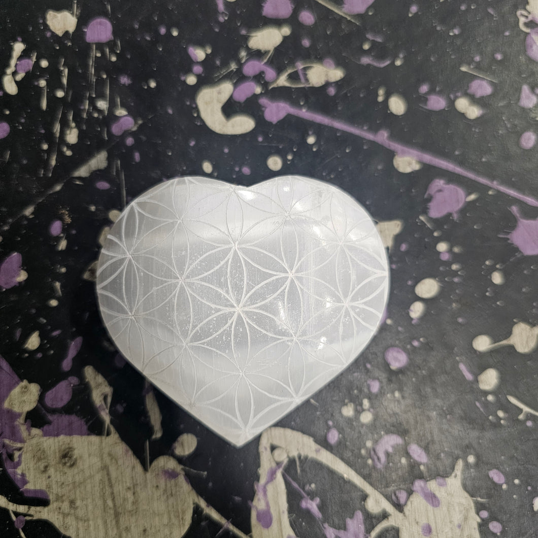 Selenite flower of life heart