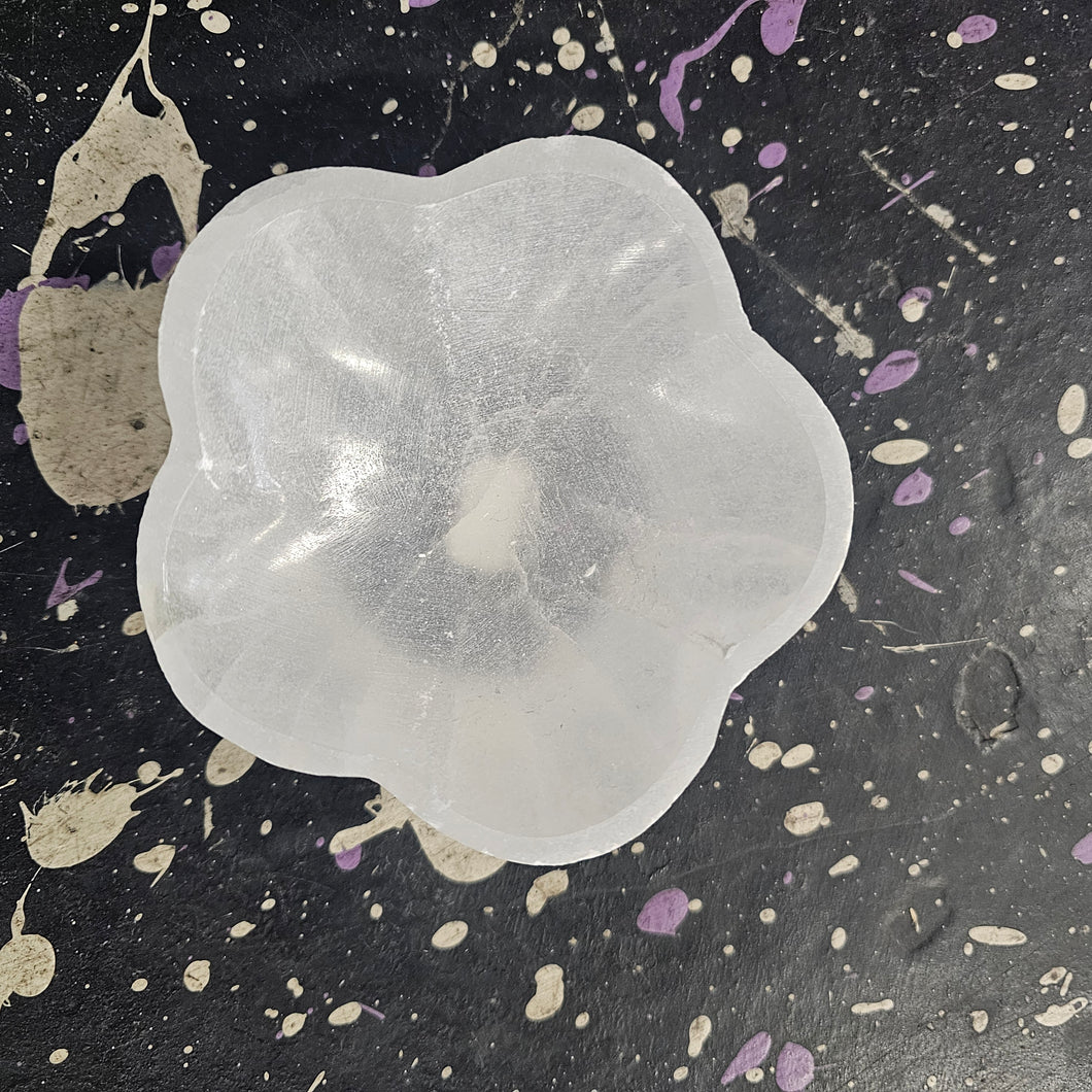 selenite flower bowl