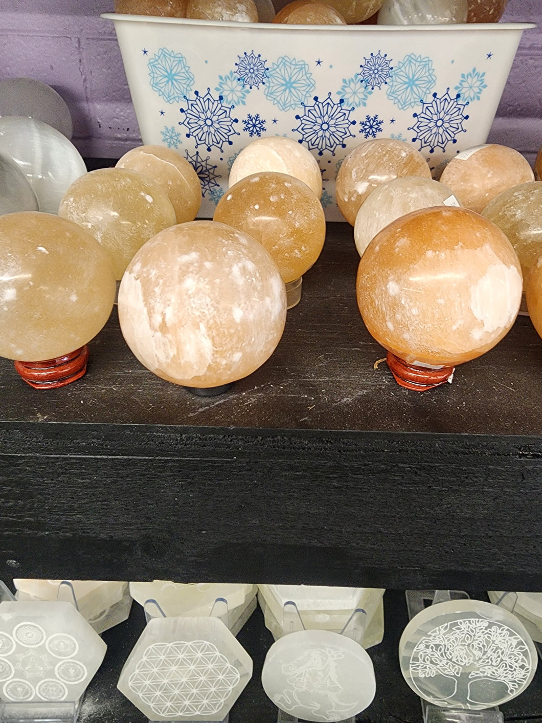 Selenite Orange Spere large