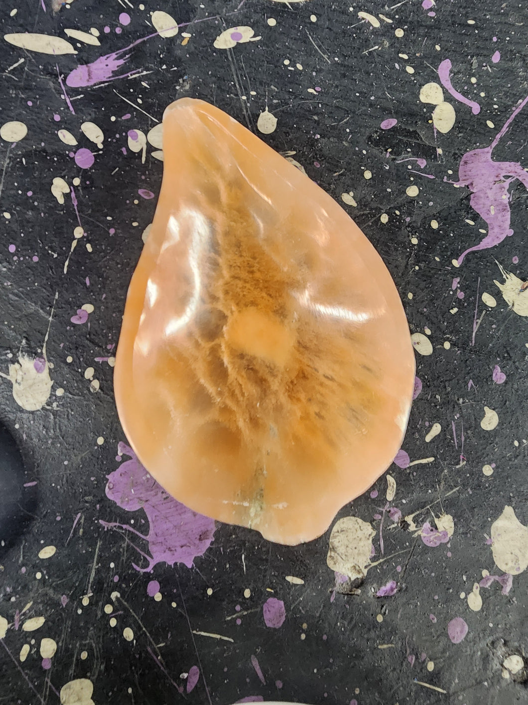 Selenite Orange Leaf Dish