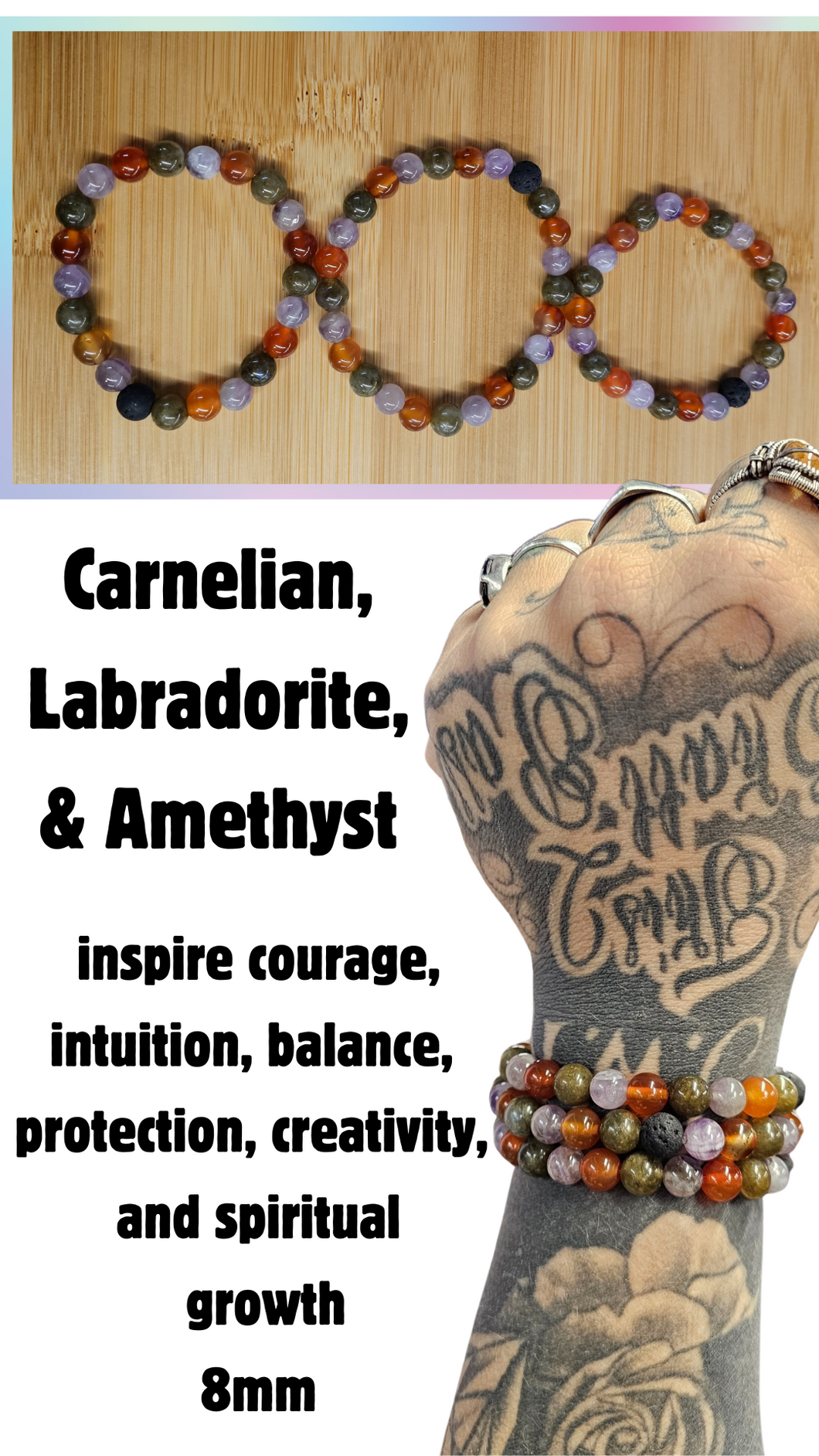 Carnelian, Labradorite, & Amethyst