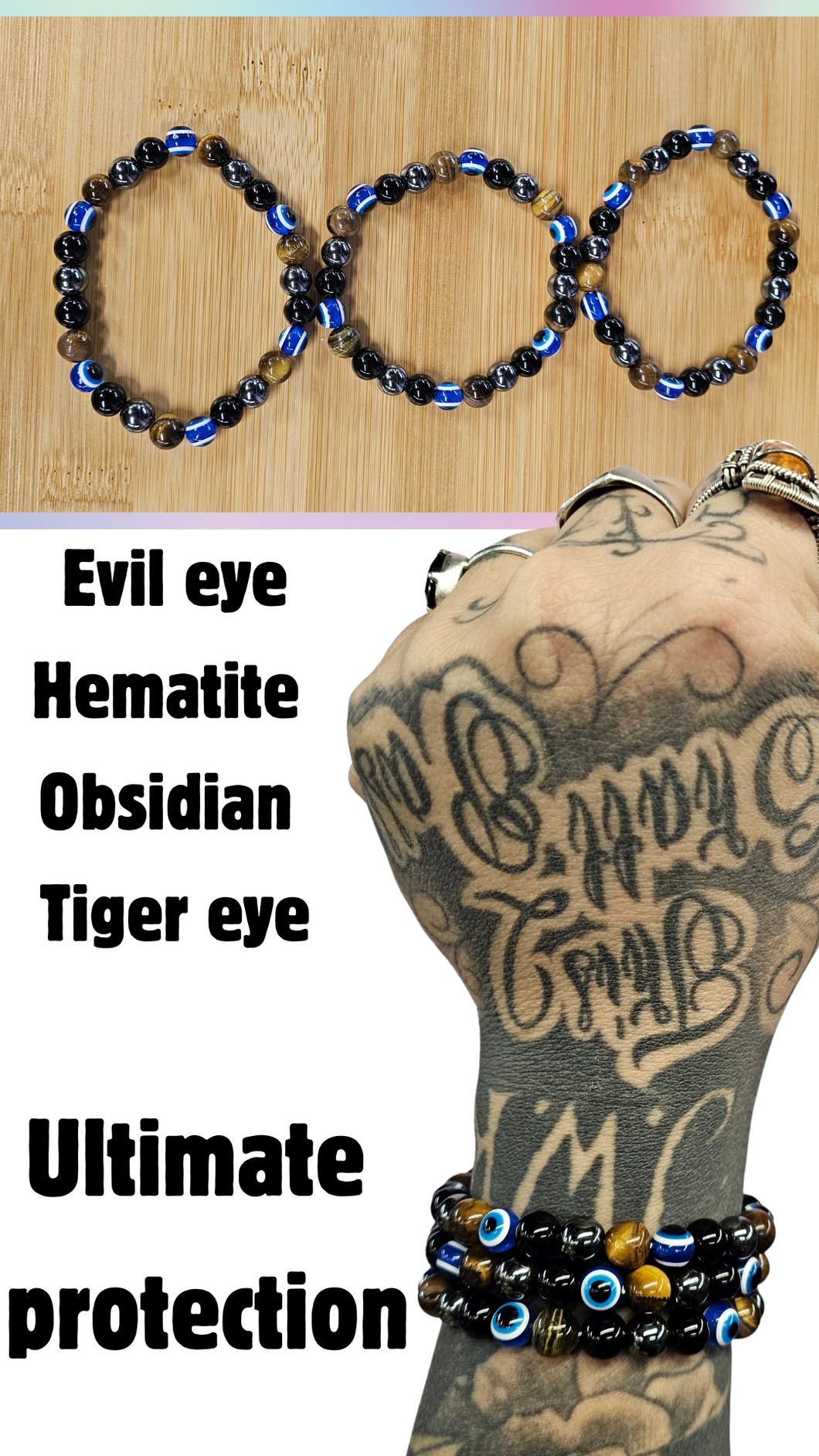 Evil Eye Hematite Obsidian Tiger Eye